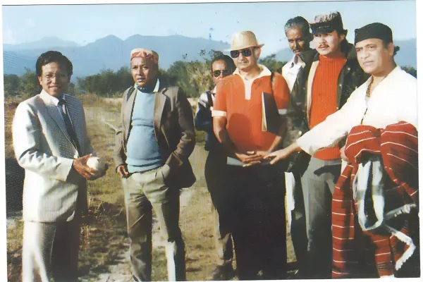 At the set of Miri Jiori, with Dr Bhupen Hazarika.