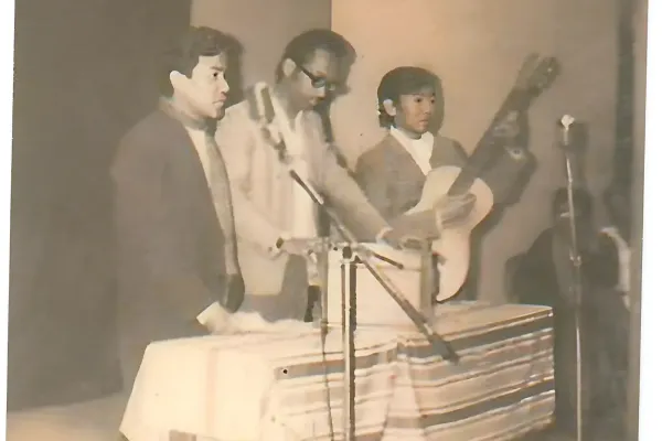 Prof Taid singing at a function held in Cotton College in 1968.