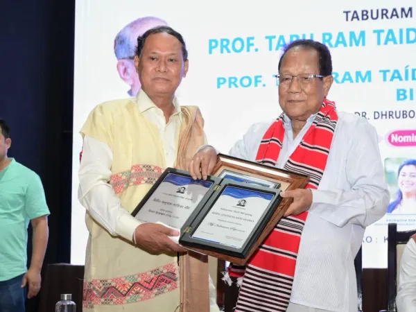 Photographs documenting the 2026 Taburam Taid Memorial Literary Awards ceremony and cultural presentations.