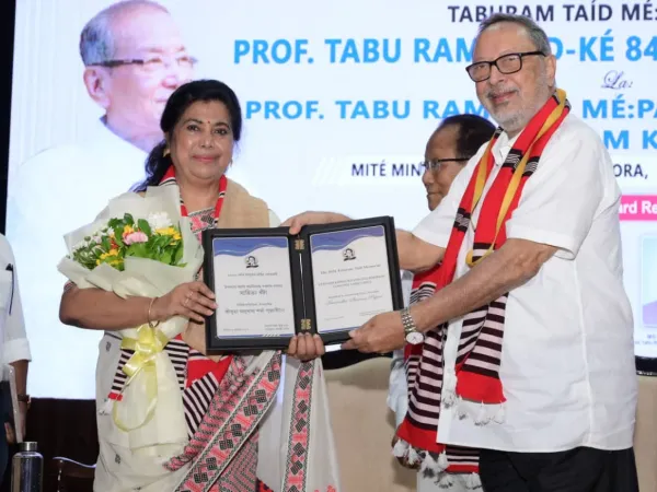 Photographs documenting the 2026 Taburam Taid Memorial Literary Awards ceremony and cultural presentations.
